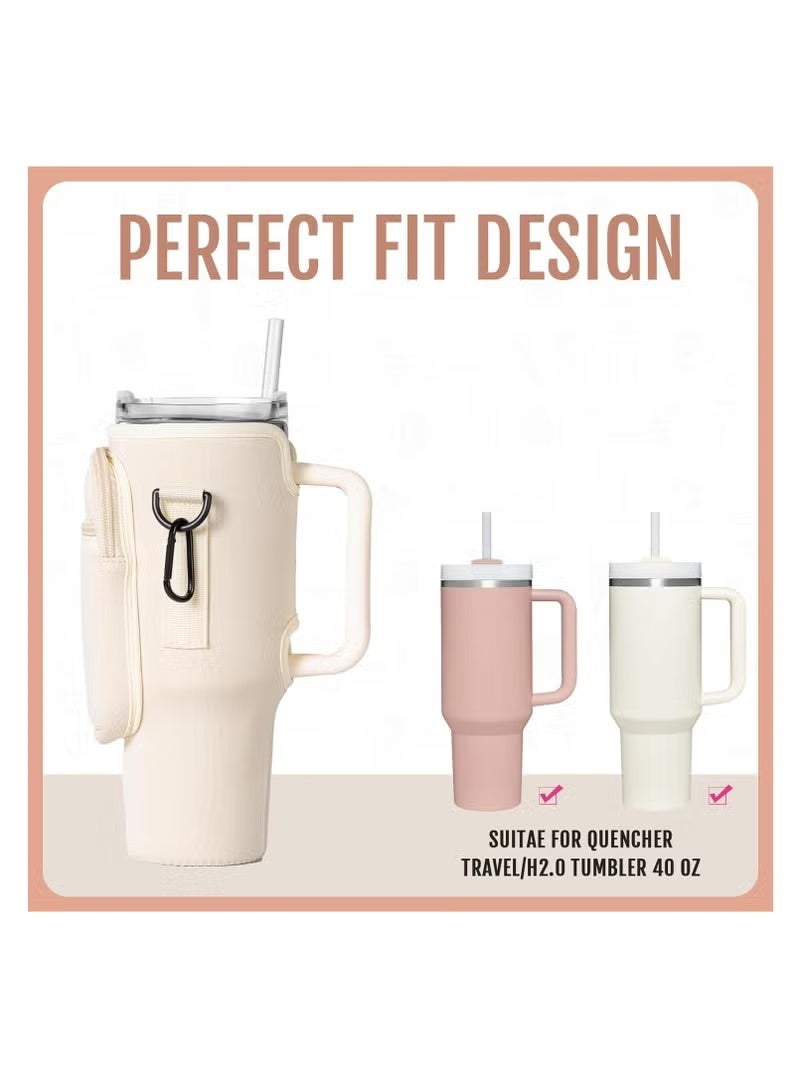 Water Bottle Holder With Strap for Stanley 40 oz Tumbler With Handle, With Cell Phone Pocket and Adjustable Shoulder Tumbler Accessories for Stanley - Water Bottle Sleeve For Outdoors - Image 2