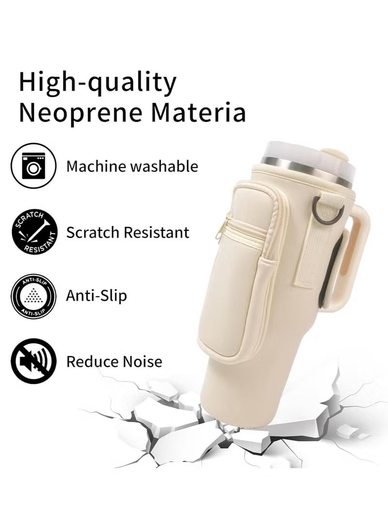 Water Bottle Holder With Strap for Stanley 40 oz Tumbler With Handle, With Cell Phone Pocket and Adjustable Shoulder Tumbler Accessories for Stanley - Water Bottle Sleeve For Outdoors - Image 4