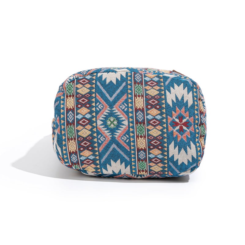 Coton Pose Women Hippie Crossbody Bag Top Zip Large capacity Canvas Sling Bag Jacquard cloth Handmade Bags (Boho blue) - Image 5