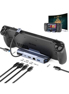Docking Station for Valve Steam Deck OLED/ASUS ROG Ally/Lenovo Legion Go/MSI Claw, 6-in-1 Steam Deck Dock with HDMI 4K@60Hz, Gigabit Ethernet, 3 USB-A 3.0 and 100W Charge, Aluminum Alloy Shell