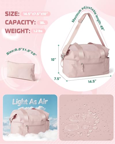 Smasrob Small Gym Bag with Yoga Mat Holder, Wet Pocket and a Separate Pouch, Small Gym Duffle Bag for Women with Detachable Crossbody Shoulder Strap, Pink - Image 5