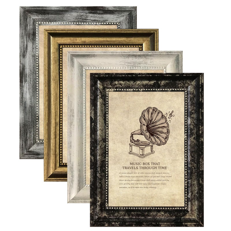 Tkygu 5X7 Picture Frames Set Of 4- Rustic Retro Photo Frame With Real Glass Wall Mount And Tabletop Display Family Friends Wedding Gift - Image 1