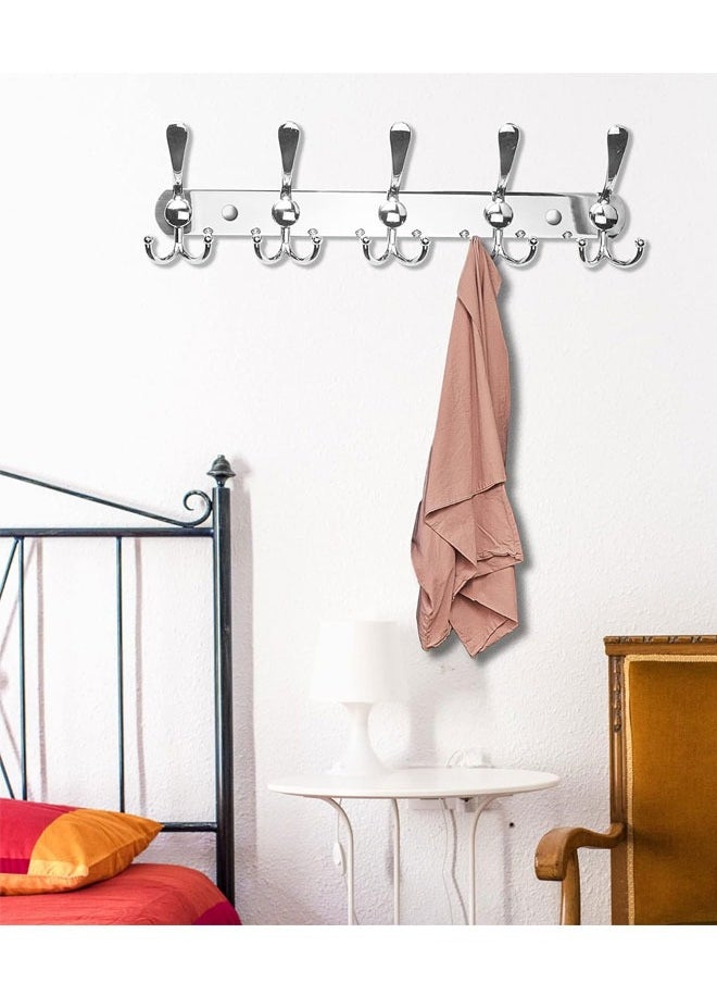 BOUND MOAT - Stainless Steel Wall Hanger With 5 Hooks Coat Hooks for Hanging Wall Mounted Wall Hooks Rack for Bathroom Bedroom Wall Coat Hanger for Clothes Hat Jacket Clothing - Image 1