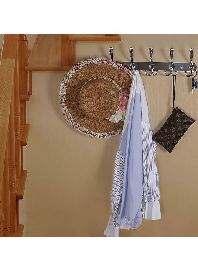 BOUND MOAT - Stainless Steel Wall Hanger With 5 Hooks Coat Hooks for Hanging Wall Mounted Wall Hooks Rack for Bathroom Bedroom Wall Coat Hanger for Clothes Hat Jacket Clothing - Image 1