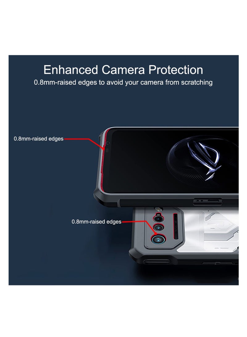 SYOSI, Phone Case for Asus ROG 7, Airbags Anti-collision Transparent Phone Shell, Soft TPU Full Body Shockproof, Clear Back with Black Frame Protection Case - Image 3