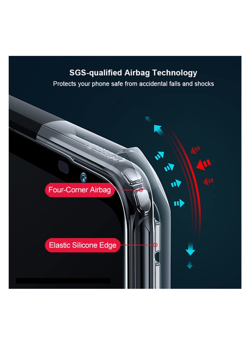 SYOSI, Phone Case for Asus ROG 7, Airbags Anti-collision Transparent Phone Shell, Soft TPU Full Body Shockproof, Clear Back with Black Frame Protection Case - Image 2