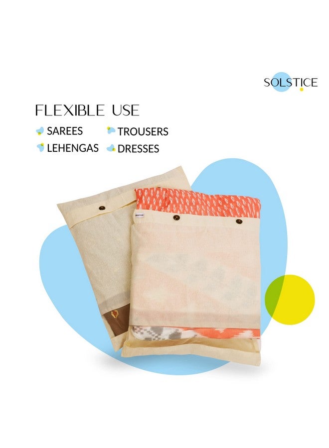 سولستيس غطاء ساري قطني من Solstice/حقائب ساري/أغطية ملابس مقاس 16 × 14 (بوصة) لحقيبة تخزين الملابس والسفر ومنظم خزانة الملابس مع شبكة/نافذة. (6) - أبيض - Image 5