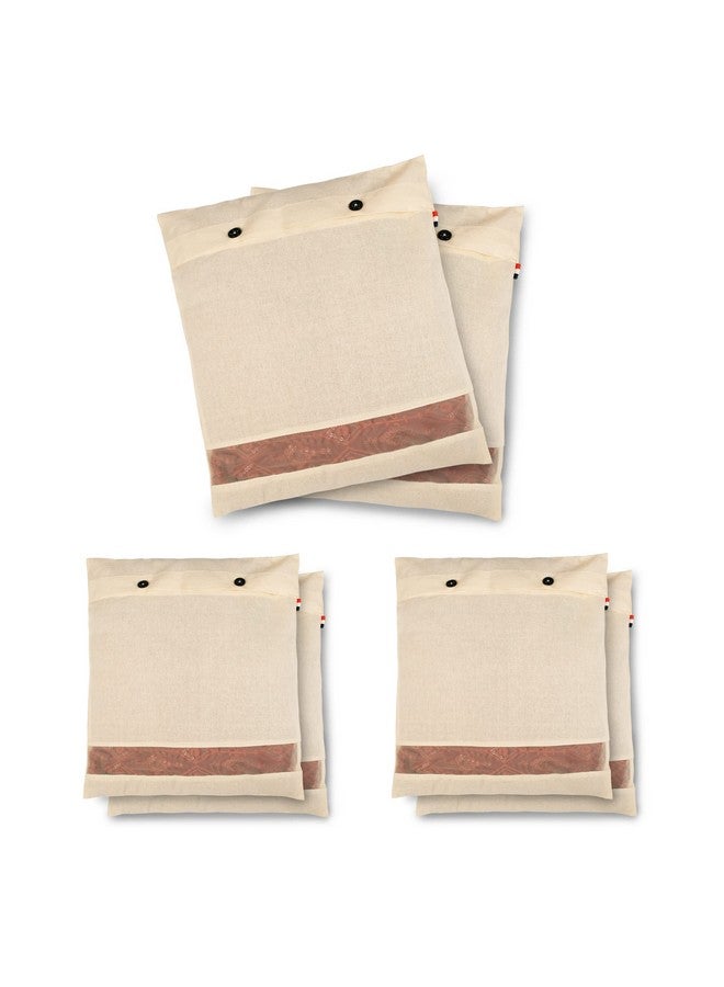 سولستيس غطاء ساري قطني من Solstice/حقائب ساري/أغطية ملابس مقاس 16 × 14 (بوصة) لحقيبة تخزين الملابس والسفر ومنظم خزانة الملابس مع شبكة/نافذة. (6) - أبيض - Image 1