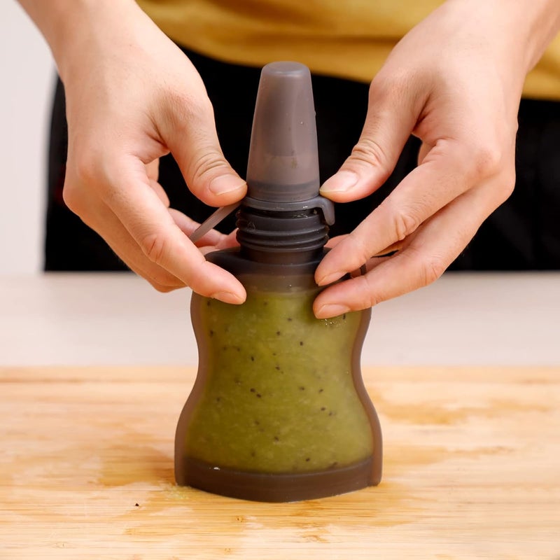 haakaa Silicone Baby Food SpoonSqueeze Feeding Spoon with Dust CoverCompatible Baby Food FeederYummy PouchesMilk Storage Bags - Image 4