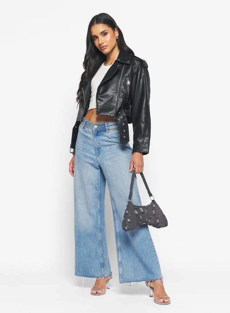 Ginger Biker PU Leather Jacket