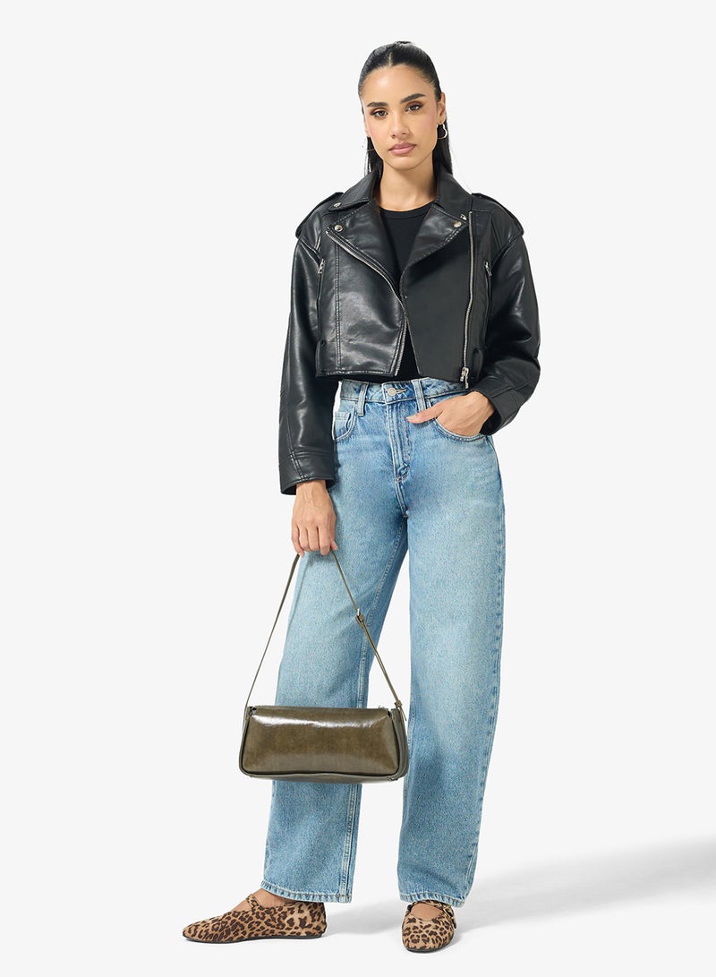 Ginger Biker PU Leather Jacket - Image 4