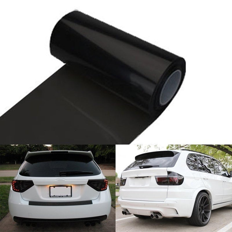 DIYAH 12 X 48 Inches Self Adhesive Headlight Tail Lights Fog Lights Tint Vinyl Film Dark Black