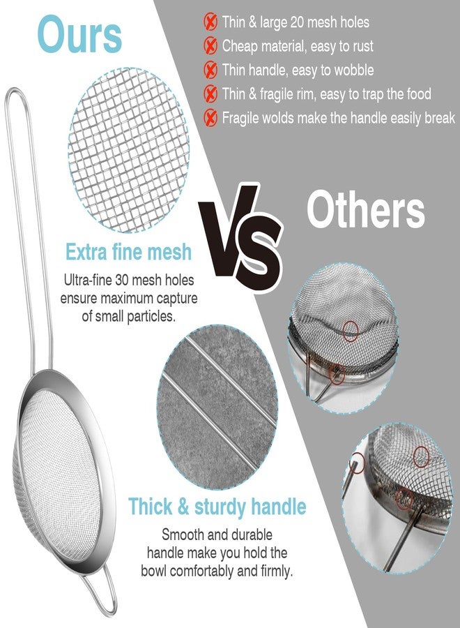 Tobeelec 15 Pcs Stainless Steel Small Strainer, Small Fine Mesh Tea Strainer, Mini Stainless Steel Sieve with Handle, Kitchen Metal Sifter Strainers for Tea, Juicing, Coffee, Cocktail, Powdered Sugar, Matcha - Image 4