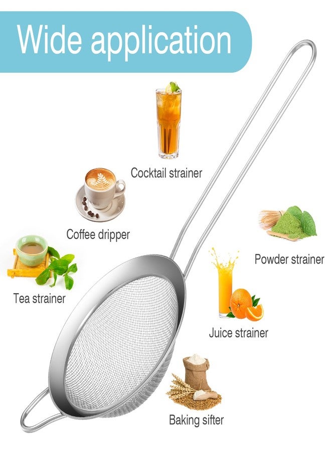 Tobeelec 15 Pcs Stainless Steel Small Strainer, Small Fine Mesh Tea Strainer, Mini Stainless Steel Sieve with Handle, Kitchen Metal Sifter Strainers for Tea, Juicing, Coffee, Cocktail, Powdered Sugar, Matcha - Image 5