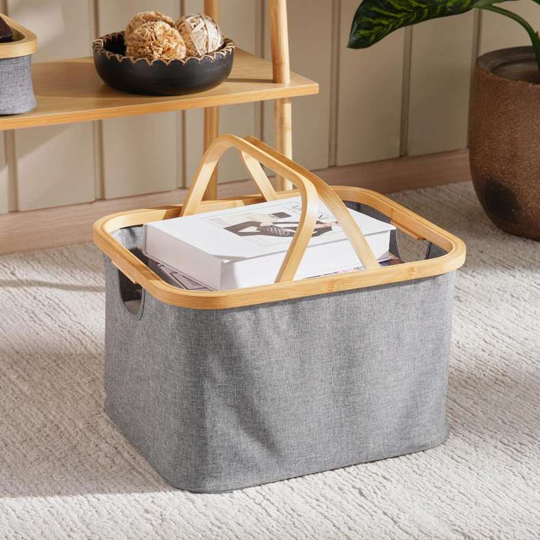 Kara Collapsible Storage Hamper with Handle 41x33x25cm - Natural