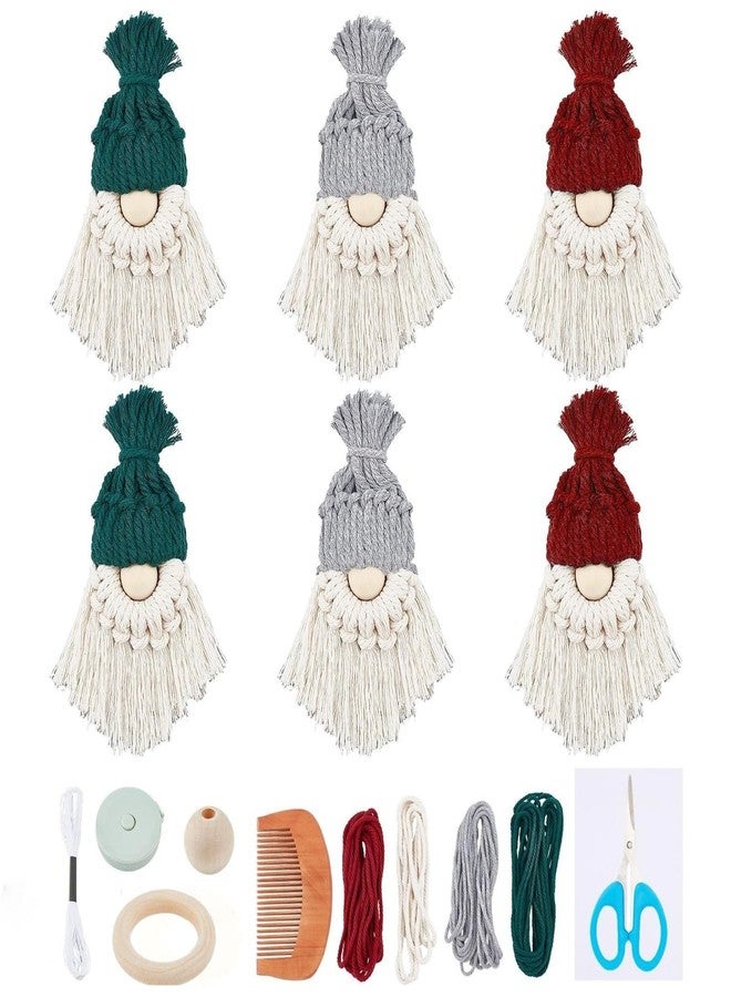 FREEBLOSS 6 Set DIY Macrame Christmas Gnomes Santa Claus Kit DIY Macrame Santa Claus for Christmas Tree Decor Christmas Tree Hanging Gnomes Santa Elf Instructions Included Holiday Decor - Image 1