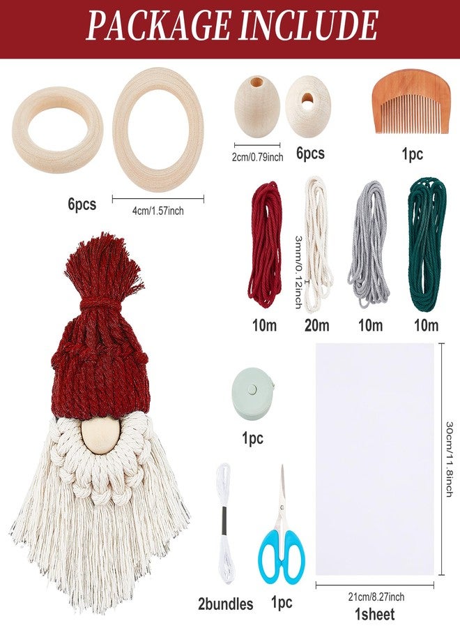 FREEBLOSS 6 Set DIY Macrame Christmas Gnomes Santa Claus Kit DIY Macrame Santa Claus for Christmas Tree Decor Christmas Tree Hanging Gnomes Santa Elf Instructions Included Holiday Decor - Image 2