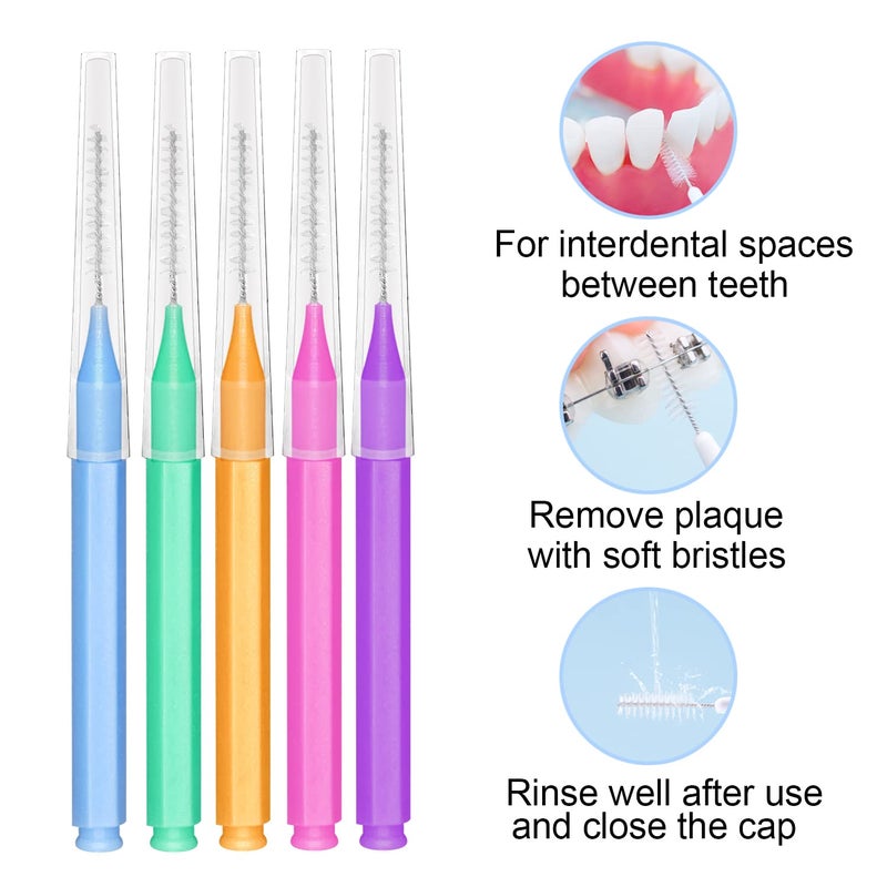 EasyHonor Braces Brush for Cleaner Interdental Toothpick Dental Tooth Flossing Head Oral Hygiene Flosser Cleaners Cleaning Tool (5Colors,75pcs) - Image 4