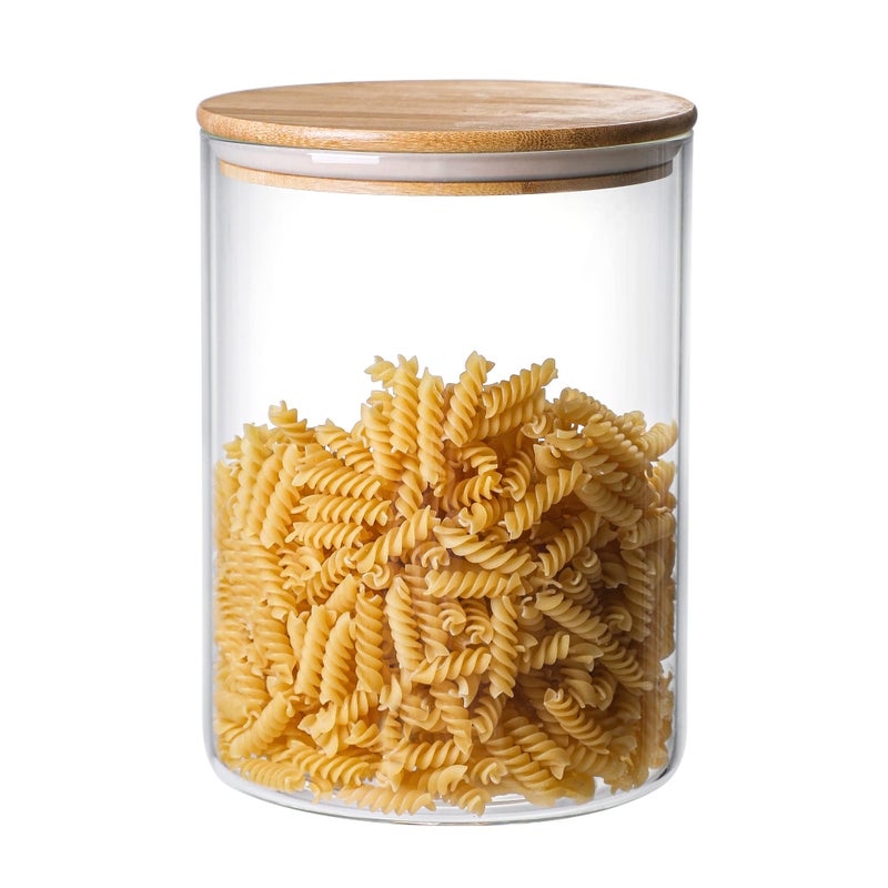 MOLADRI 3000 ML/100 FL OZ Clear Glass Storage Canister Holder with Airtight Bamboo Lid  Extra Large Container Jar for Flour Sugar Coffee Loose Tea Rice Cookie Cereal Pasta Spaghetti Protein Powder - Image 1