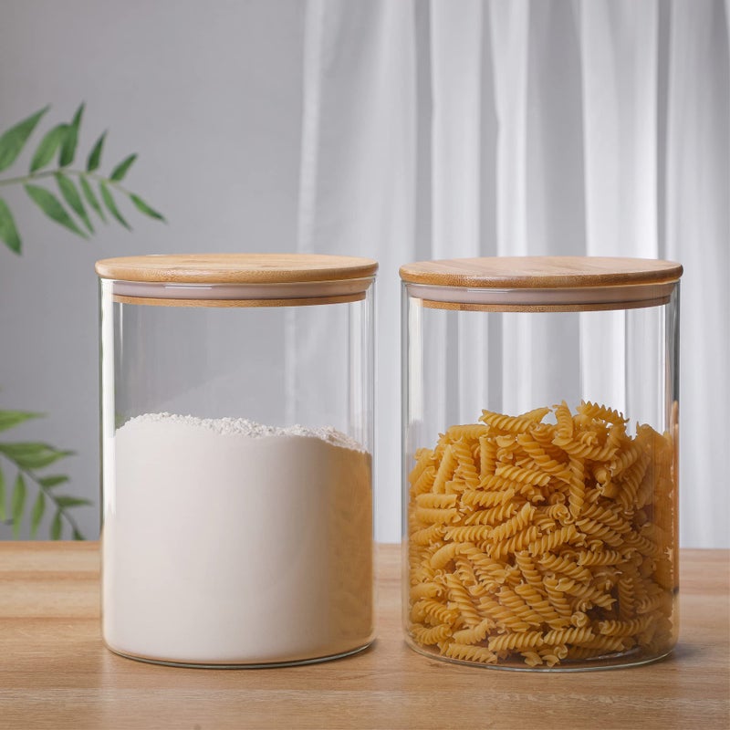 MOLADRI 3000 ML/100 FL OZ Clear Glass Storage Canister Holder with Airtight Bamboo Lid  Extra Large Container Jar for Flour Sugar Coffee Loose Tea Rice Cookie Cereal Pasta Spaghetti Protein Powder - Image 5
