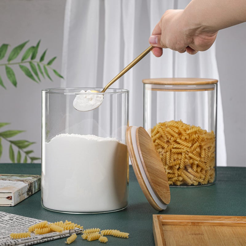 MOLADRI 3000 ML/100 FL OZ Clear Glass Storage Canister Holder with Airtight Bamboo Lid  Extra Large Container Jar for Flour Sugar Coffee Loose Tea Rice Cookie Cereal Pasta Spaghetti Protein Powder - Image 4