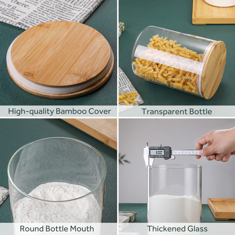 MOLADRI 3000 ML/100 FL OZ Clear Glass Storage Canister Holder with Airtight Bamboo Lid  Extra Large Container Jar for Flour Sugar Coffee Loose Tea Rice Cookie Cereal Pasta Spaghetti Protein Powder - Image 3