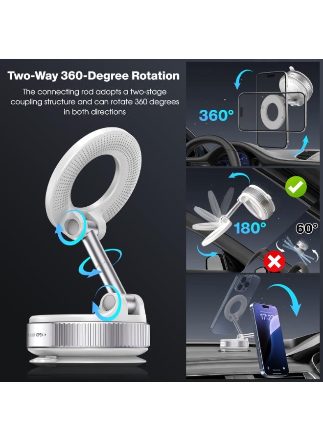 beteno Vacuum Magnetic Suction Phone Holder, Foldable and Retractable Hands-Free Suction Cup Phone Mount for Car/Gym/Mirror/Smooth Surface, Compatible with iPhone Android and All Smartphones (White)  - Image 4