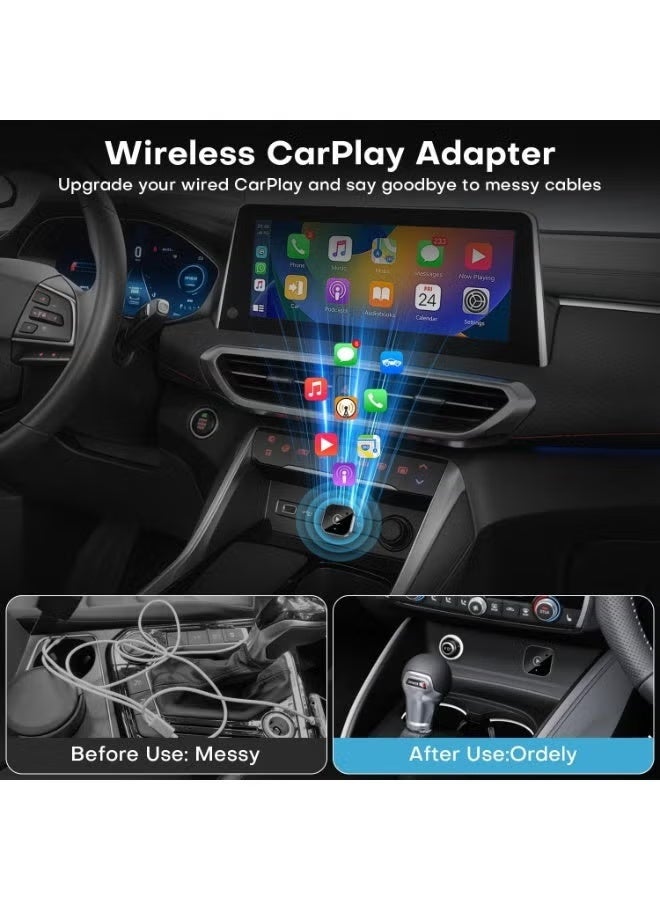 محول لاسلكي 2 في 1 لـ CarPlay و Android Auto، محول CarPlay للتوصيل والتشغيل يحول السلكي إلى لاسلكي، اتصال تلقائي سريع، بدون تأخير، تصميم مدمج لأجهزة iPhone و Android مزودة بمنفذ USB/USB-C (أسود) - Image 4