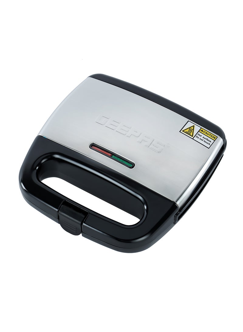 GEEPAS Portable Powerful 2 Slice sandwich Maker Grill maker with  Non-Stick Plates and Cool Touch Handle Indicator Light 750 W GSM6002 Black, Silver - Image 1