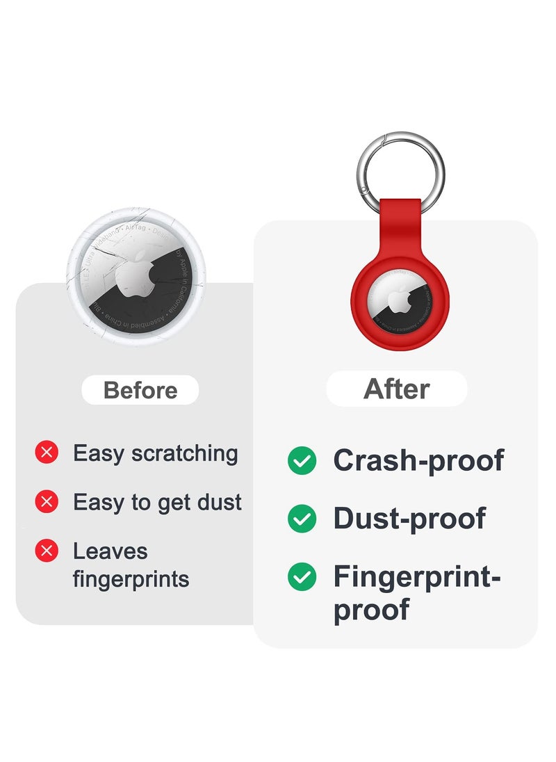 Generic - AirTag Case Keychain Air Tag Holder Silicone AirTags Key Ring Cases Tags Chain Apple AirTag GPS Item Finders Accessories，Red - Image 1