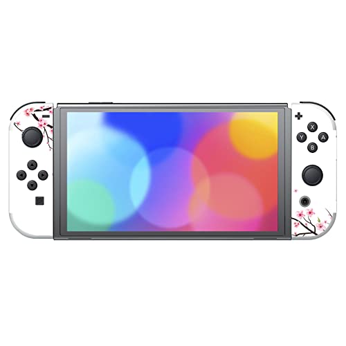 PlayVital Full Set Protective Stickers for Nintendo Switch OLED Model, Customized Vinyl Decal Skins for Switch OLED Console & Joycon & Dock & Grip - Falling Cherry Blossom - Image 4