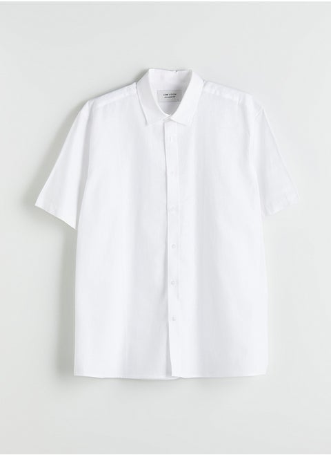 Regular Fit Short Sleeve Linen Blend Men's Shirt