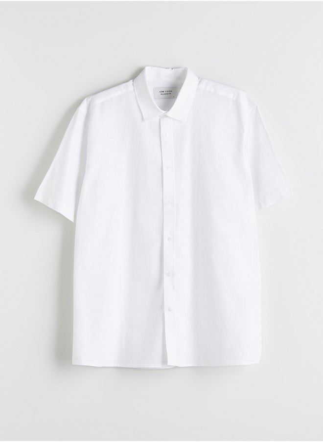 Regular Fit Short Sleeve Linen Blend Men's Shirt
