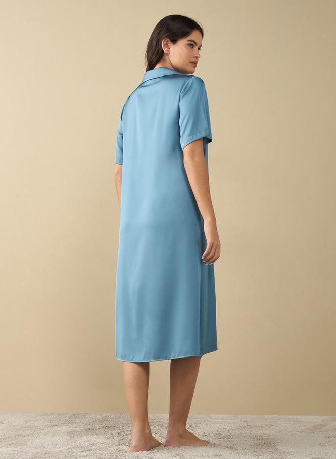 سبلاش فيڤ قميص نوم سادة بأكمام متمدّدة - Image 3