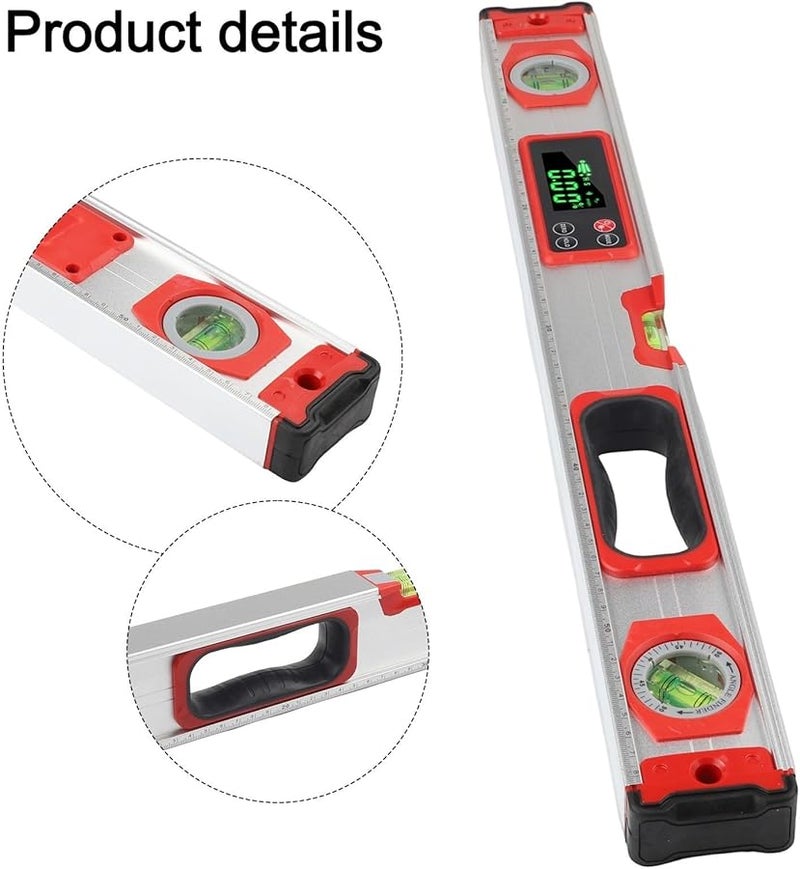 سبوية رقمية من سبائك الألومنيوم مع قاعدة مغناطيسية مقاومة للماء والغبار بشاشة LCD مضاءة خلفياً 0.05 درجة 600 مم - Image 5