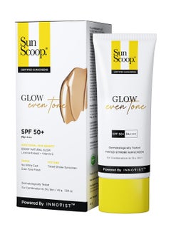 SunScoop Glow Even Tone Sunscreen SPF 50 PA++++ | Tinted Foundation-Like Finish | Zinc Oxide & Licorice Extract for Pigmentation | Broad Spectrum, Non Comedogenic & No White Cast | For Women & Men-45g  - Image 1