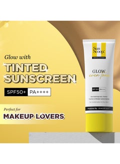 SunScoop Glow Even Tone Sunscreen SPF 50 PA++++ | Tinted Foundation-Like Finish | Zinc Oxide & Licorice Extract for Pigmentation | Broad Spectrum, Non Comedogenic & No White Cast | For Women & Men-45g  - Image 2