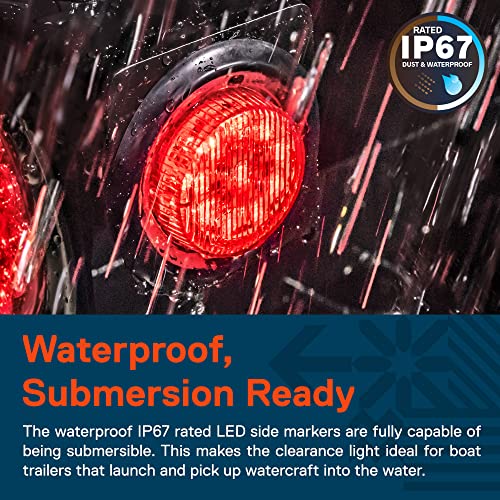 ONLINE LED STORE TRUE MODS 4pc 2" 12V Red Round LED Clearance Side Marker Lights [DOT FMVSS 108] [SAE P2] [Reflector Lens] [Grommet & Plugs] [Flush-Mount] [Waterproof IP67] for Boat Trailer Semi Truck RV Peterbilt - Image 4