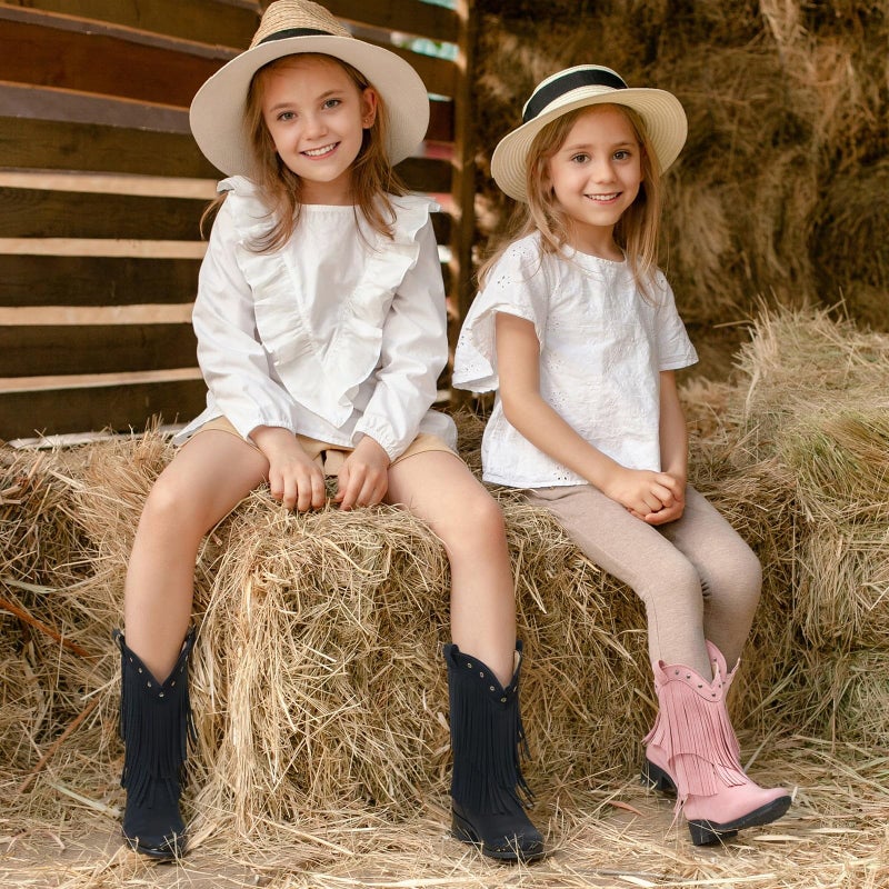 Rollda Girls Cowboy Boots with Tassel, Fringe Cowgirl Boots, Snip Toe, TPR Outsole, Kids Western Boots Stylish & Comfortable for All-Seasons, Toddler/Little Kid/Big Kid Pink Size 3 - Image 3