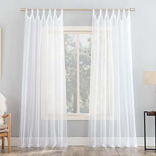 No. 918 Emily Sheer Voile Tab Top Curtain Panel, 59" x 95", White - Image 1