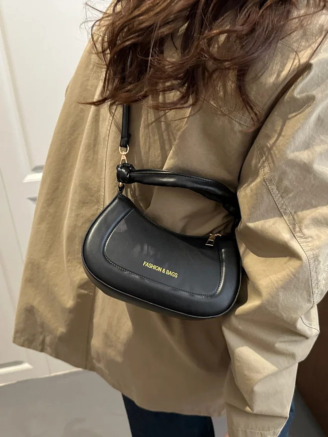 Black Shoulder Bag with Dual Handle