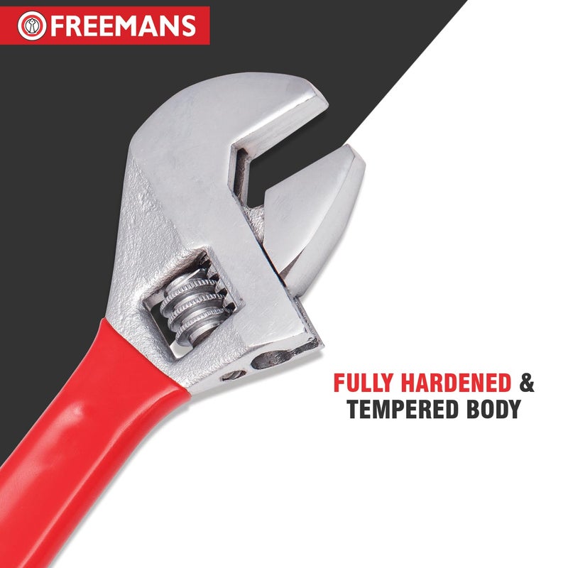 FREEMANS CAW12 Chrome Plated 12Inch Adjustable Wrench with PVC Grip Handle Adjustable Wrench for Professional Home Use Universal Wrench Plumbing Tool 12 Inch - Image 2