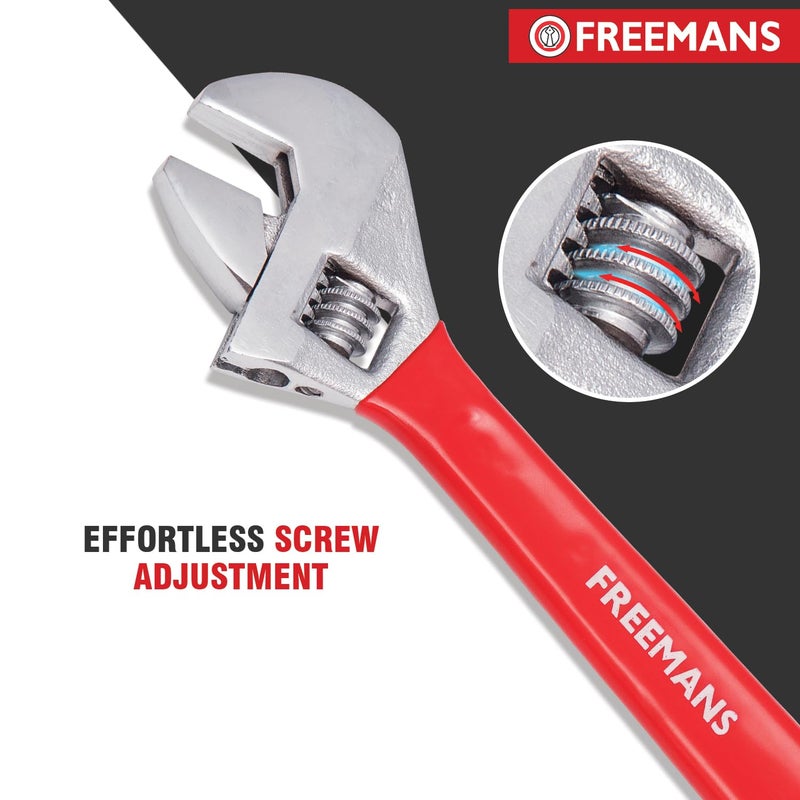 FREEMANS CAW12 Chrome Plated 12Inch Adjustable Wrench with PVC Grip Handle Adjustable Wrench for Professional Home Use Universal Wrench Plumbing Tool 12 Inch - Image 5