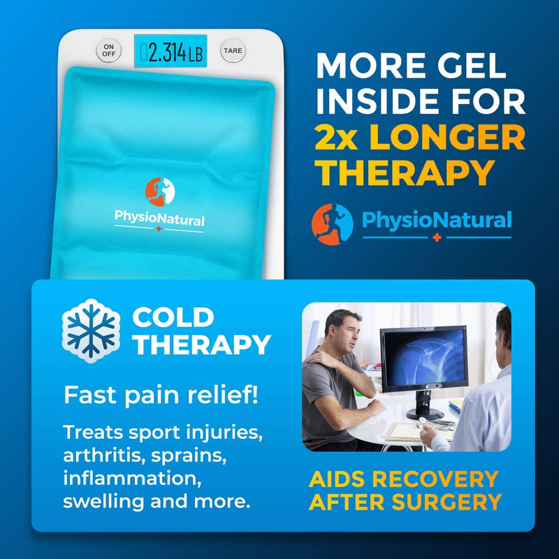 PhysioNatural Universal Large Flexible Gel Ice Pack & Wrap - Cold Therapy for Your HIPS, Shoulders, Elbow, Back, Knees â€“ Instant Pain Relief for Injuries, Recovery, Swelling, Aches, Arthritis, Bruises & Sprains - Image 2