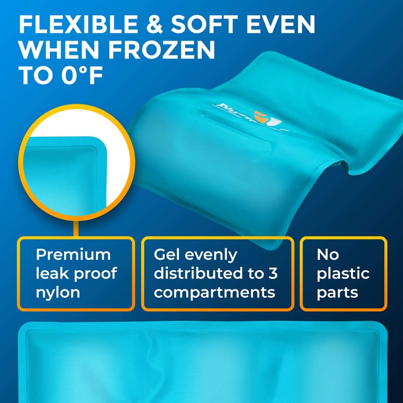 PhysioNatural Universal Large Flexible Gel Ice Pack & Wrap - Cold Therapy for Your HIPS, Shoulders, Elbow, Back, Knees â€“ Instant Pain Relief for Injuries, Recovery, Swelling, Aches, Arthritis, Bruises & Sprains - Image 4
