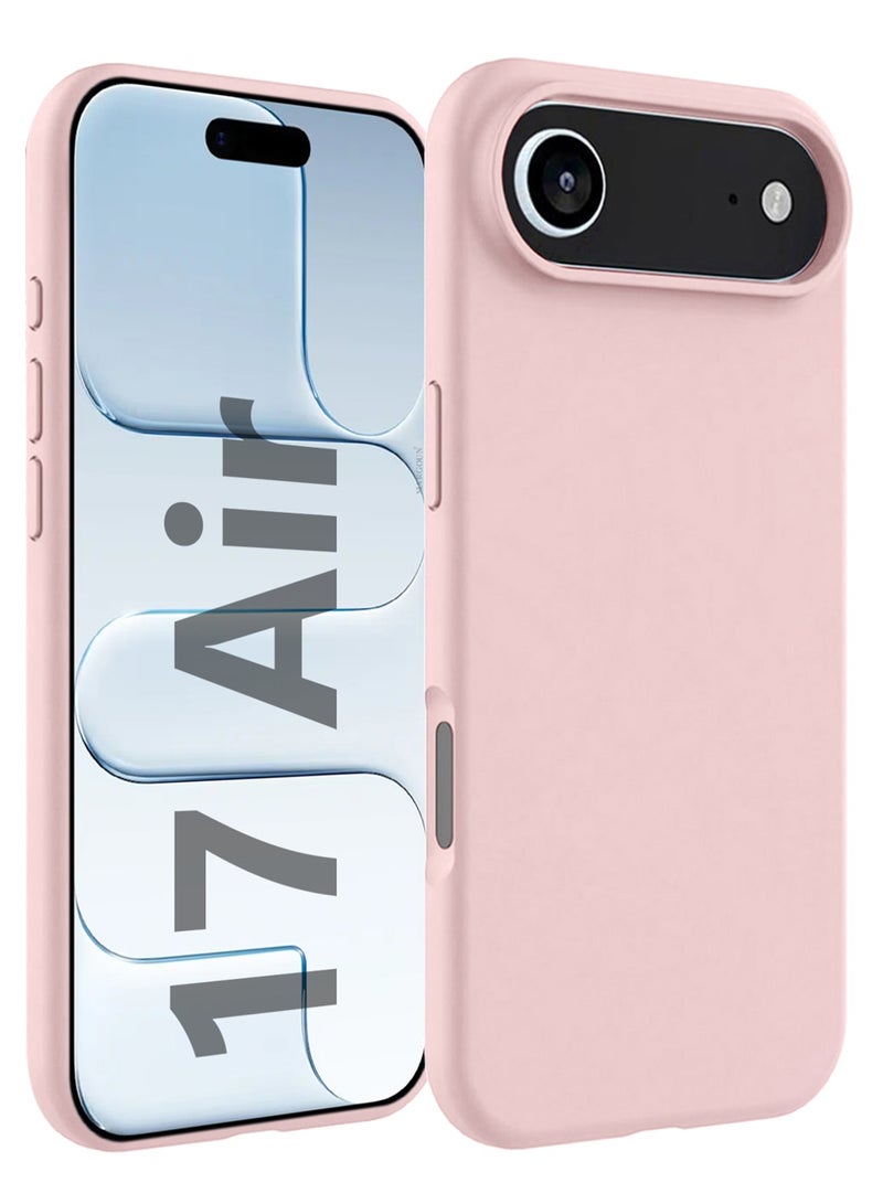 Silicone Protective Phone Case for iPhone 17 Air - Soft Anti-Scratch Microfiber Lining Ultra Slim Drop Protection Phone Cover - Sand Pink - Image 1