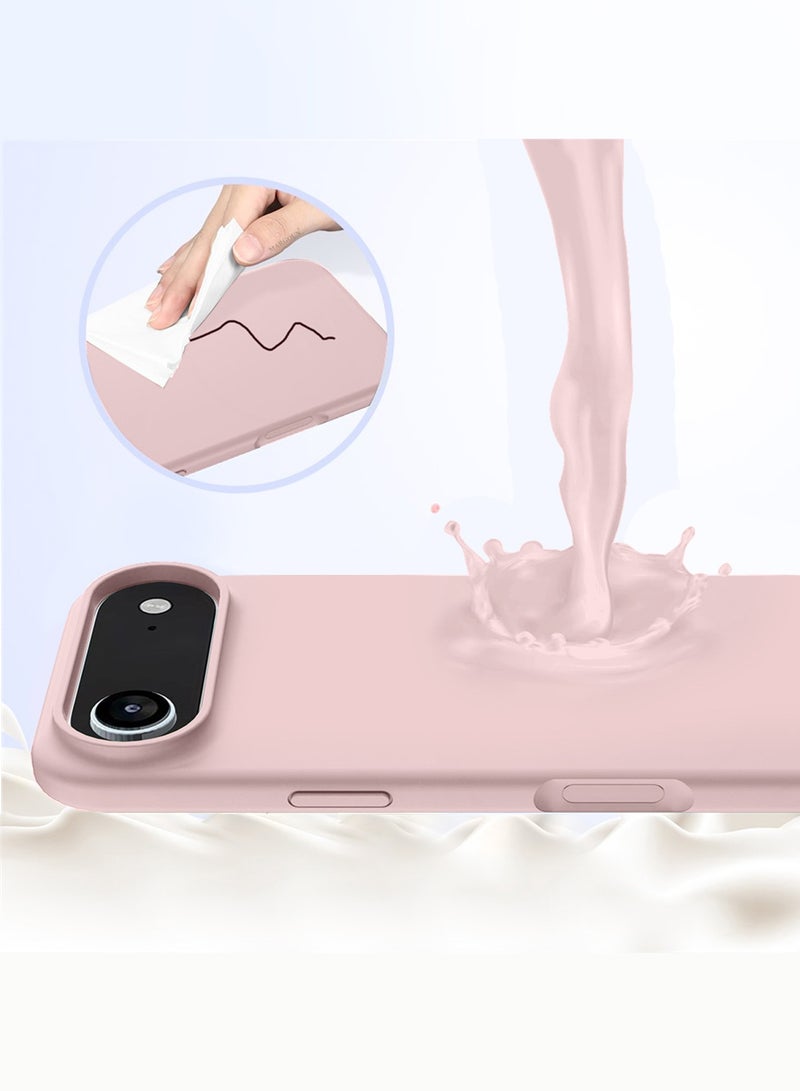 Silicone Protective Phone Case for iPhone 17 Air - Soft Anti-Scratch Microfiber Lining Ultra Slim Drop Protection Phone Cover - Sand Pink - Image 4