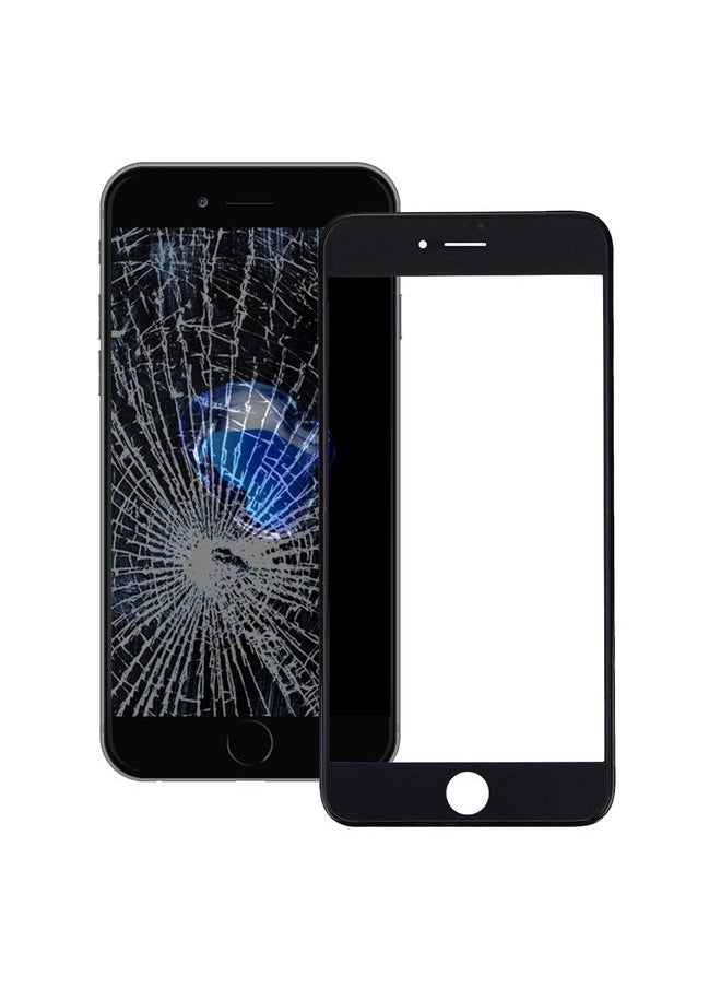 عدسة زجاجية خارجية بديلة للشاشة الأمامية مع إطار شاشة LCD الأمامية ولصق بصري شفاف OCA لهاتف iPhone 7 باللون الأسود