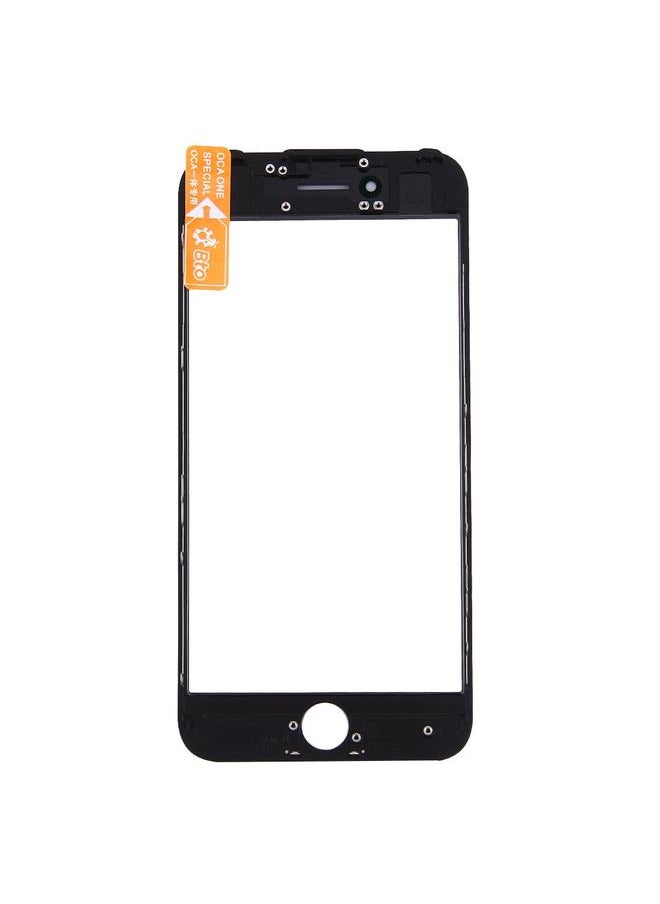 عدسة زجاجية خارجية بديلة للشاشة الأمامية مع إطار شاشة LCD الأمامية ولصق بصري شفاف OCA لهاتف iPhone 7 باللون الأسود