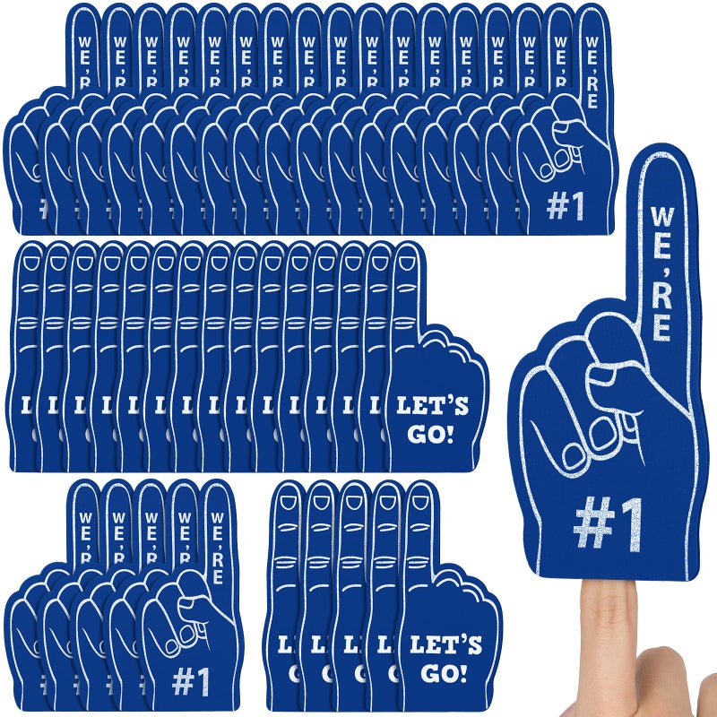 Sinmoe 48 Pieces Mini Foam Fingers Were 1 Sport Fan Foam Finger Basketball Baseball Football Soccer Team Cheerleader Gifts for Sporting Events Games Birthday SuppliesDark Blue - Image 4